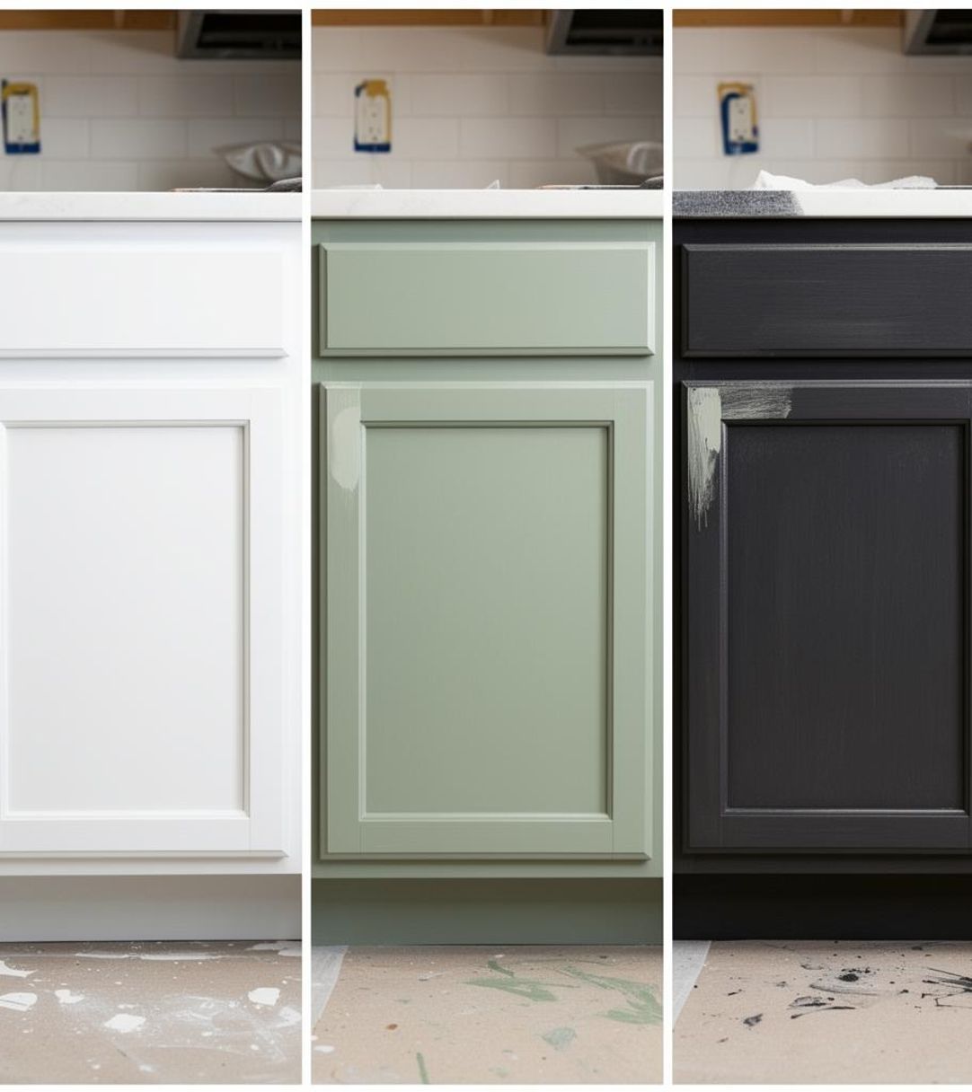 Navy blue painted kitchen cabinets