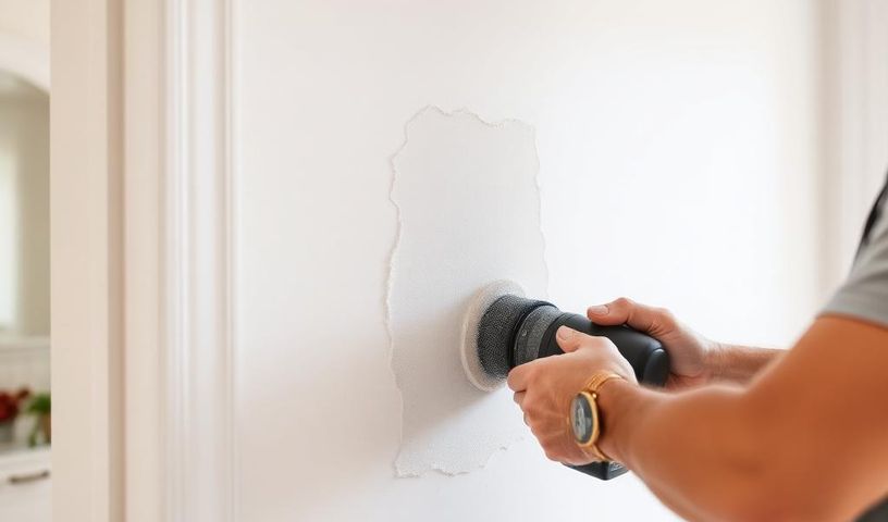 Drywall repair completed before interior painting in an Ottawa home