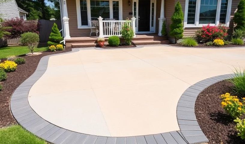 Painted exterior concrete walkway and patio in front of an Ottawa residential home