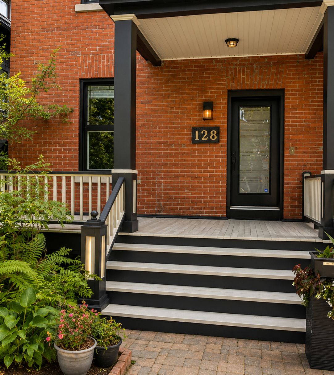 Freshly painted Ottawa home exterior with charcoal siding and white trim