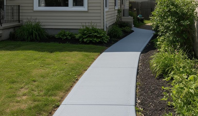 Long-lasting painted exterior concrete walkway