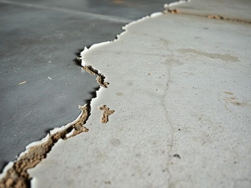 Peeling concrete coating