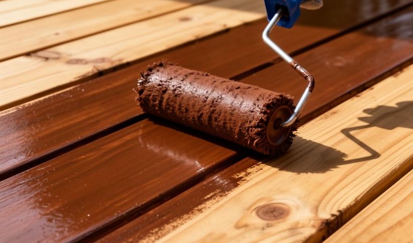 Solid stain application on deck