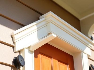 Freshly painted exterior trim and front door detail