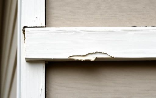 Small area of peeling paint on exterior house trim